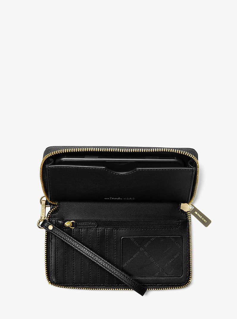 MICHAEL KORS Large Pebbled Leather Smartphone Wristlet - Black