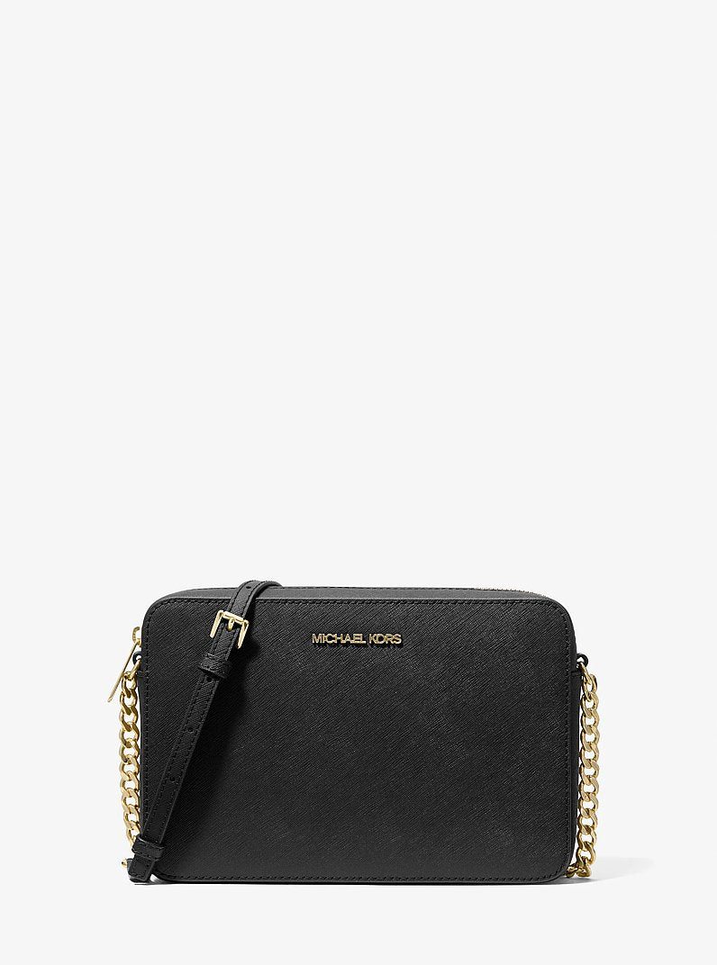 MICHAEL KORS Jet Set Large Saffiano Leather Crossbody Bag - Gold Black