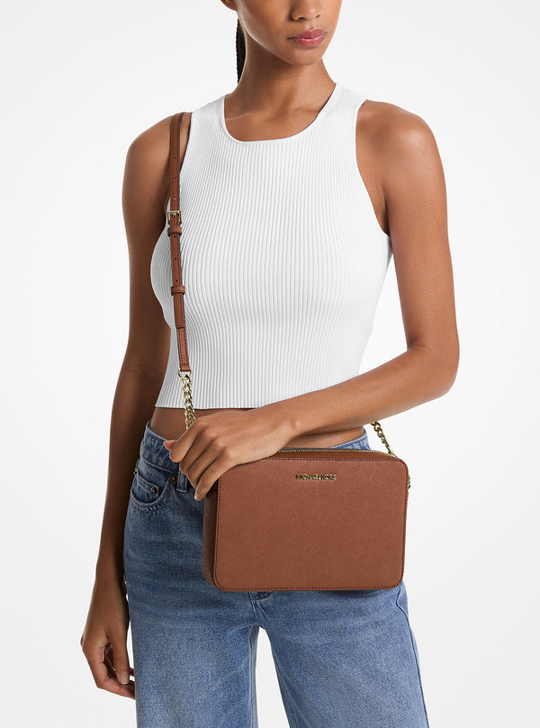 MICHAEL KORS Jet Set Large Saffiano Leather Crossbody Bag - Powder Blush