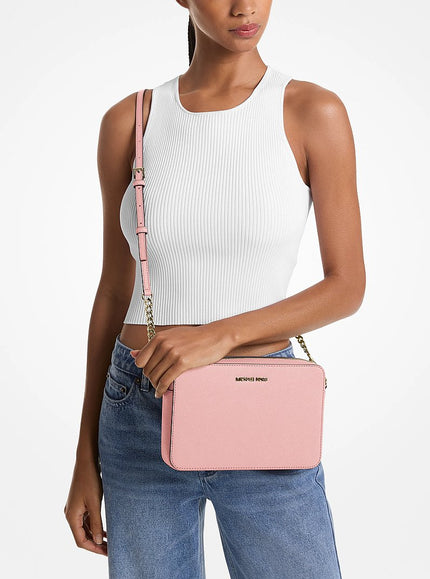 MICHAEL KORS Jet Set Large Saffiano Leather Crossbody Bag - Powder Blush