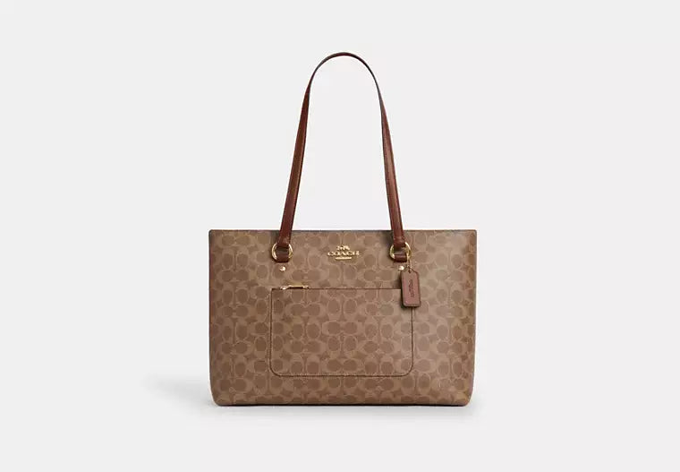 COACH Station Tote Bag In Signature Canvas - Gold/Tan/Brown image 0