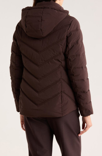 MICHAEL KORS  Water Resistant Chevron Quilted Jacket - Chocolate image 0