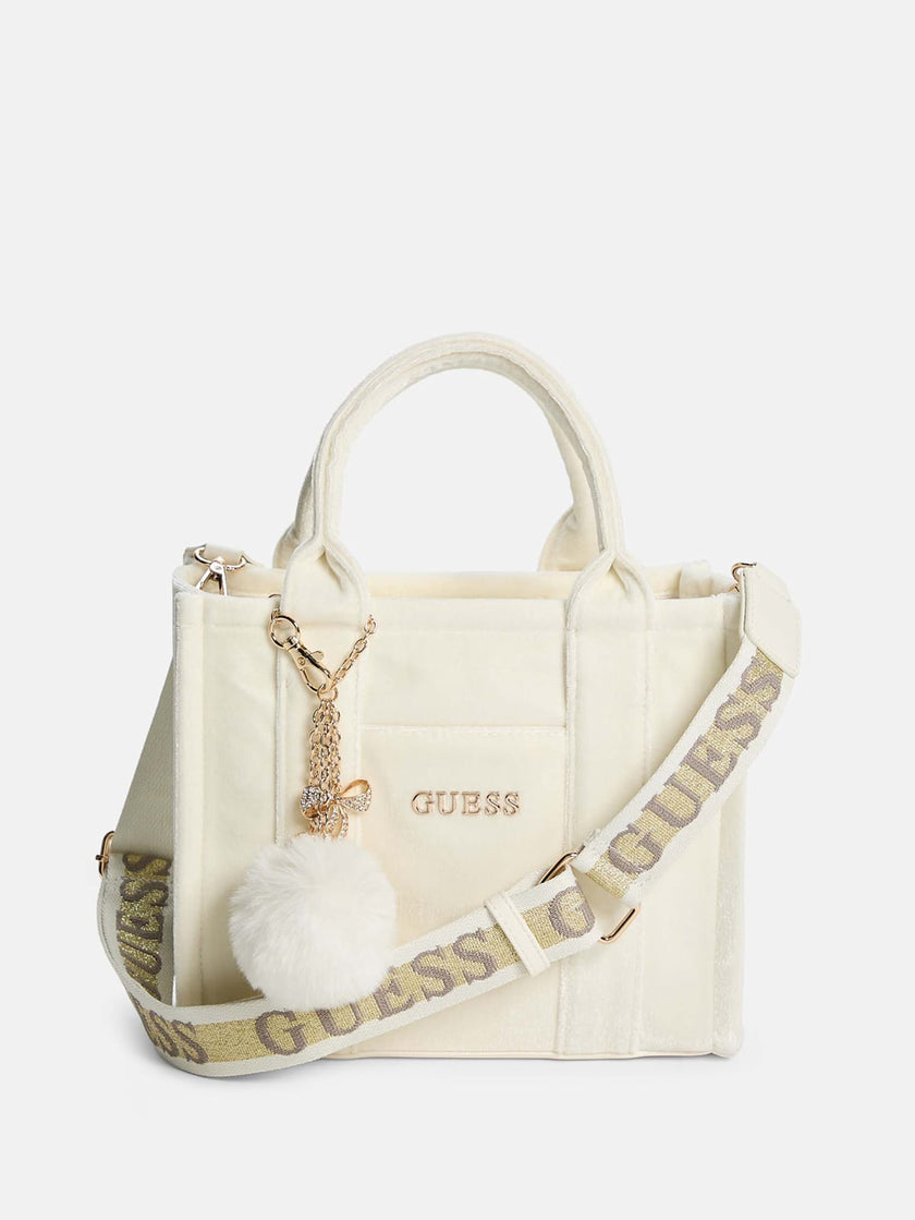 Guess Holly Velvet Mini Tote - Off-White image 0
