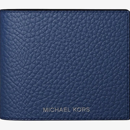 [At India] MICHAEL KORS Cooper Pebbled Leather Billfold Wallet - Navy
