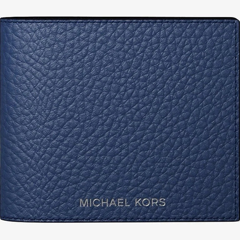 [At India] MICHAEL KORS Cooper Pebbled Leather Billfold Wallet - Navy
