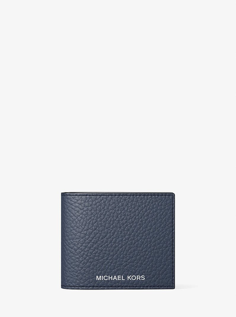 [At India] MICHAEL KORS Cooper Pebbled Leather Billfold Wallet - Navy