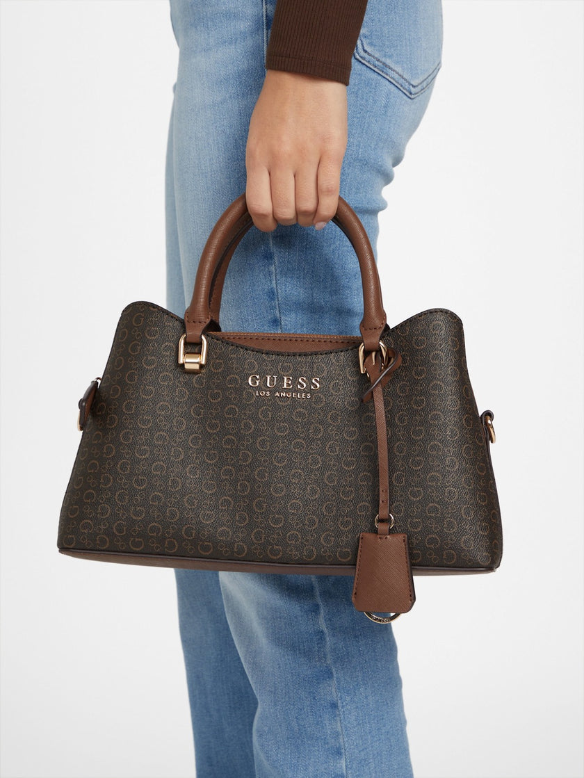 Guess Kiran Logo Satchel - Brown image 1