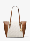MICHAEL KORS Charlotte Large Logo and Leather Top-Zip Tote Bag - Vanilla image 0
