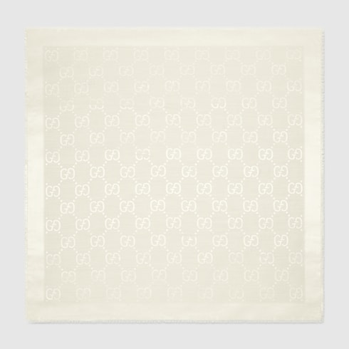 GUCCI Gg Wool And Silk Jacquard Shawl - White image