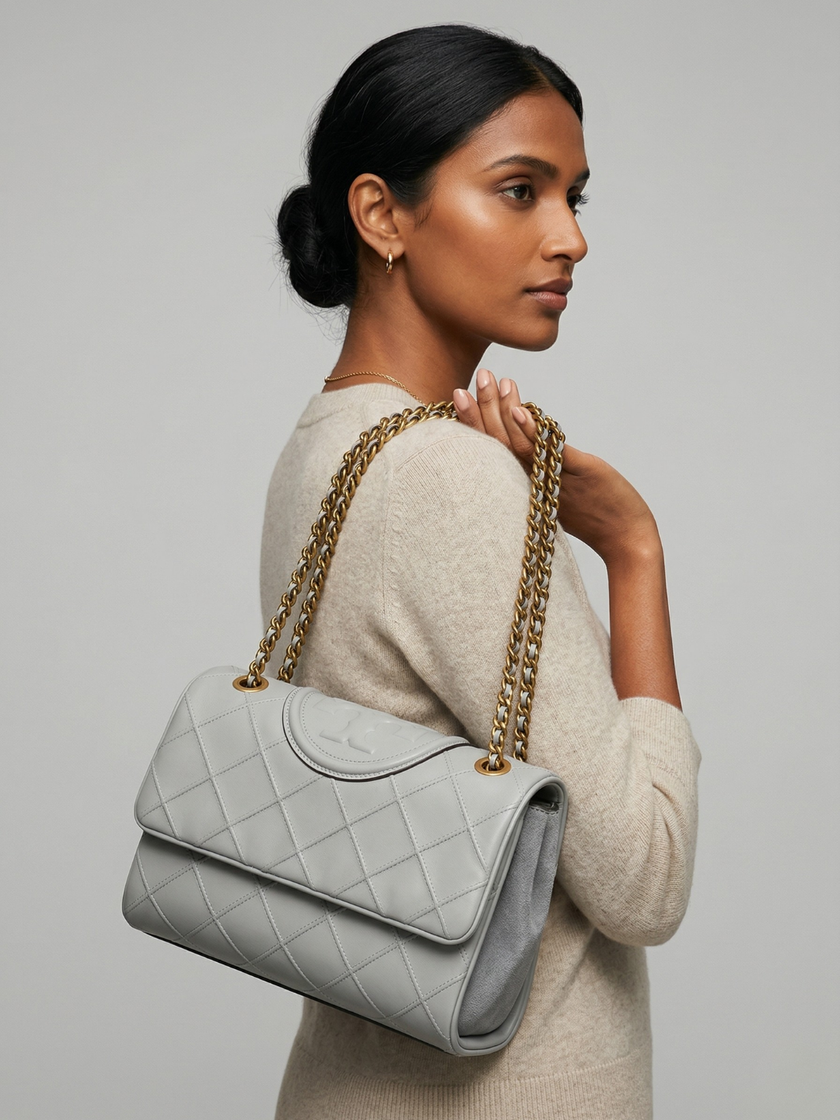 [AT DELHI] TORY BURCH Fleming Soft Convertible Shoulder Bag - Bay Gray image 1