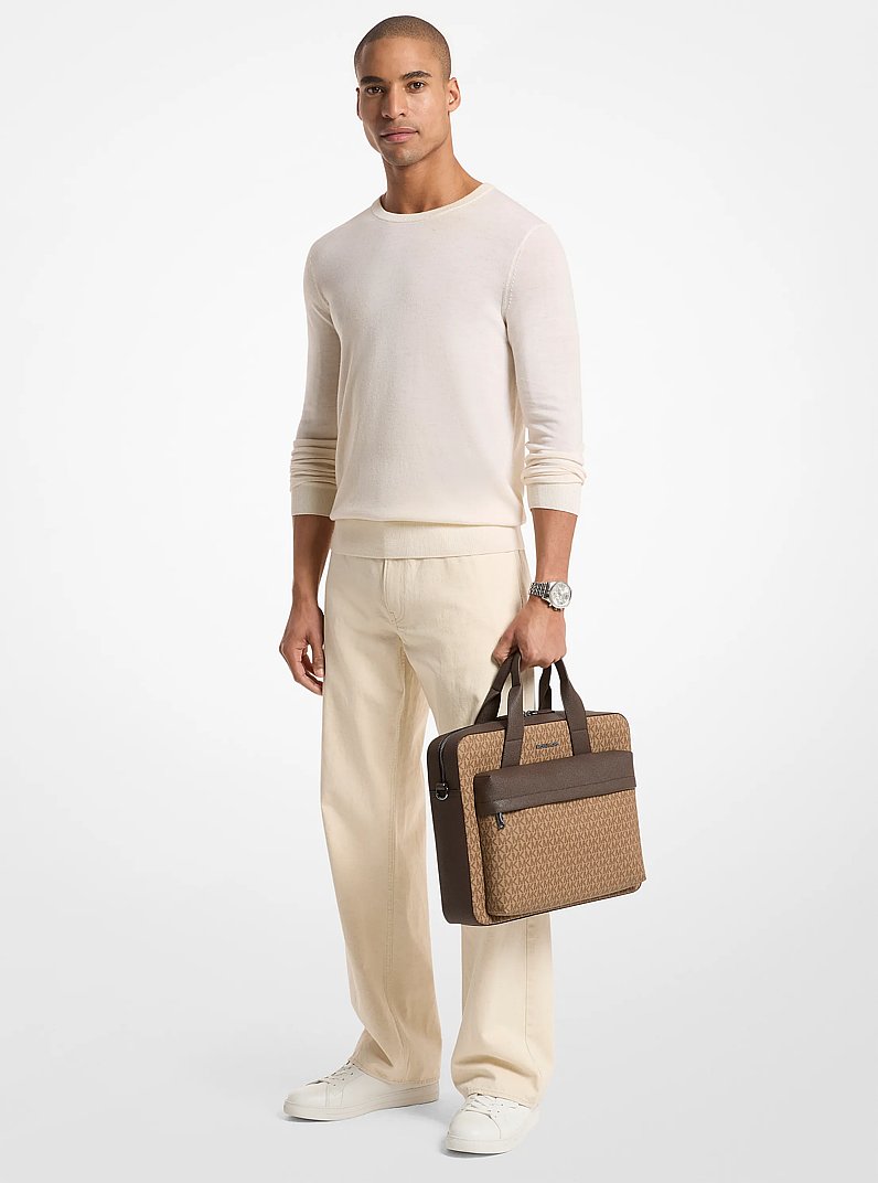 [At India] MICHAEL KORS  Pacey Medium Signature Logo Pocket Briefcase