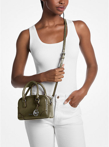 MICHAEL KORS Thompson Extra-Small Distressed Convertible Satchel – Olive (@Delhi Studio) image 1