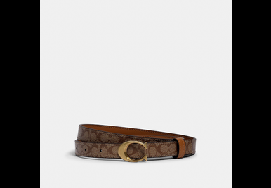 COACH Signature Buckle Belt, 18 Mm - Khaki Saddle image 0