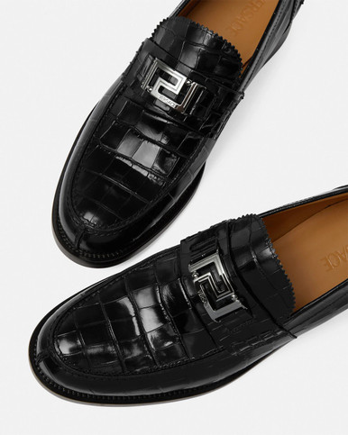 VERSACE Croc-Effect Greca Loafers (@Delhi Shoes) image 2