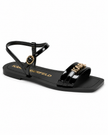 KARL LAGERFELD MIRAM PATENT LOGO ANKLE STRAP SANDAL