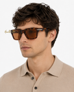 FERRAGAMO Brown Square Men's Sunglasses