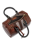 BURBERRY Check Mini Leather Top Handle Bowling Bag - Dark Birch Brown image 2