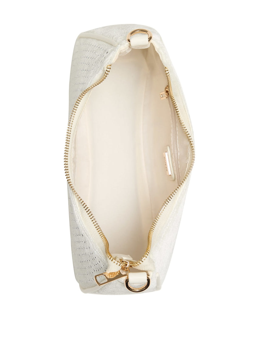 Guess Holly Velvet Shoulder Bag - Off-White image 3