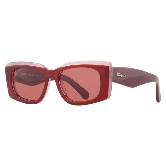 SALVATORE FERRAGAMO Salvatore Burgundy Rectangular Ladies Sunglasses (Arriving In Delhi) image 2
