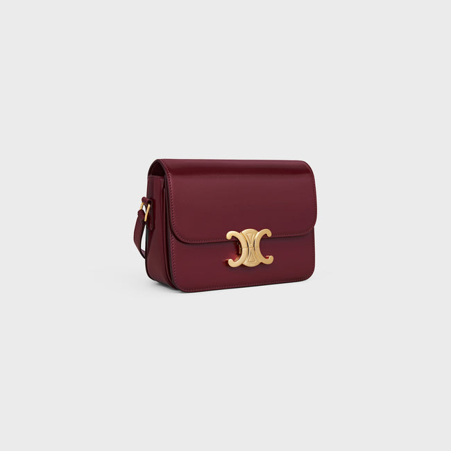 [AT DELHI] CELINE Triomphe Teen Bag In Shiny Calfskin - Light Bordeaux image 1
