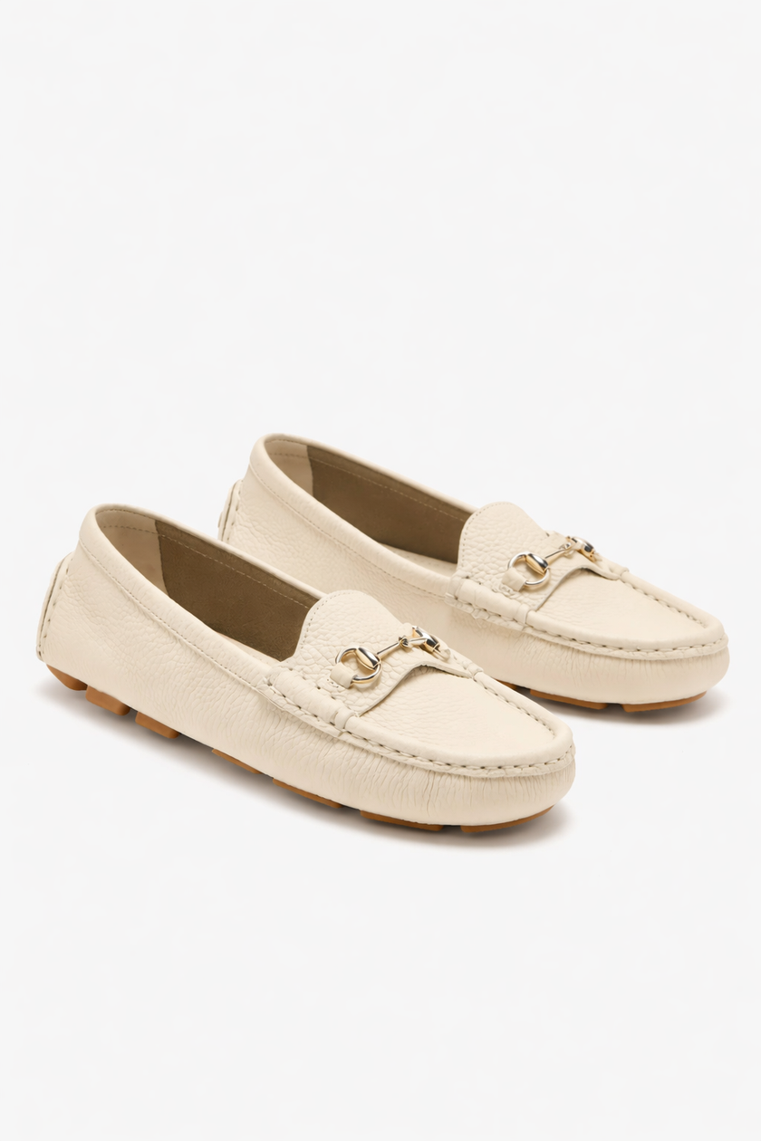 [AT DELHI] GUCCI Womens Driver Loafers White image 0
