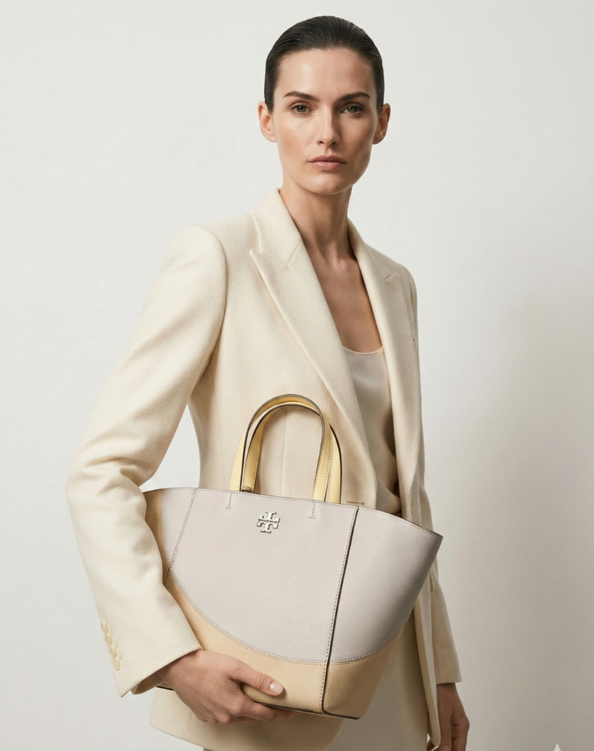 TORY BURCH Mcgraw Colorblock Carryall - Bay Gray Multi image 0
