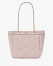 KATE SPADE Spade Flower Quilted Fabric Medium Tote - Cozy Grey image