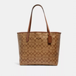 COACH City Tote Bag In Signature Canvas - signature canvas/Gold/Khaki Saddle 2 image