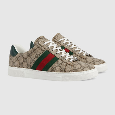 GUCCI Ace Sneakers With Web Stripe For Men - Beige Green image 4