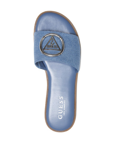 GUESS Magnify Faux-Leather Beach Slides blue image 1