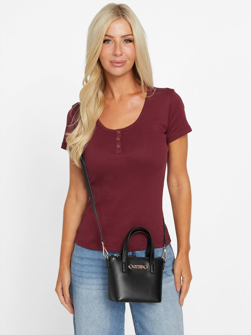 Guess Avelina Faux-Leather Mini Tote - Black image 1