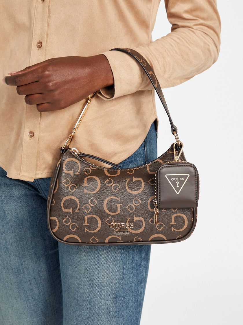 Guess Oona Logo Shoulder Bag - Brown image 1