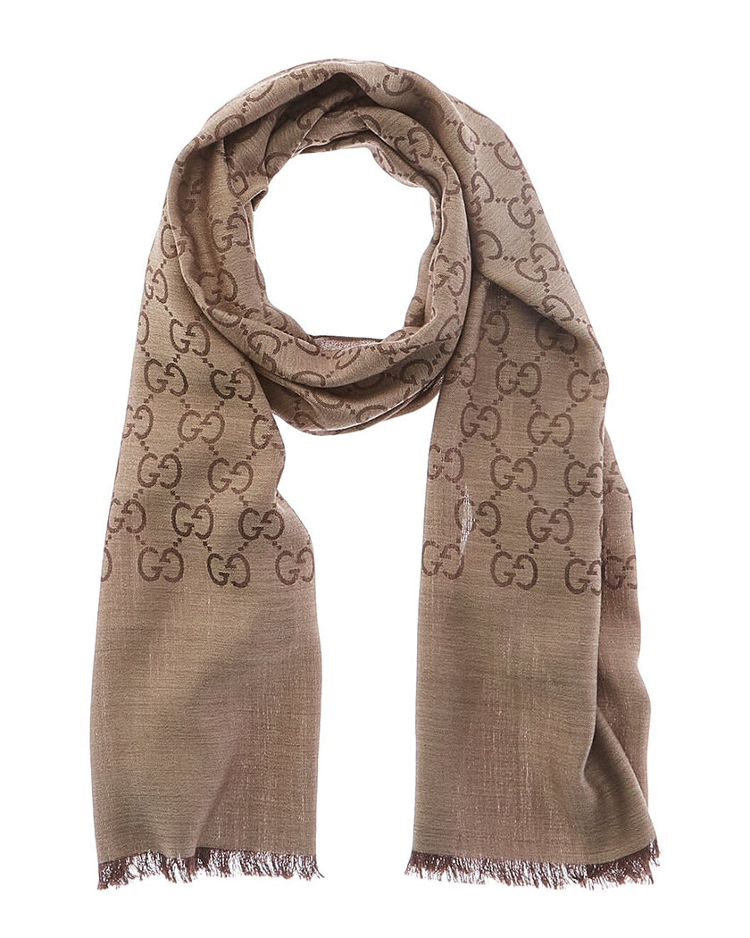 GUCCI Logo Small Jacquard Wool & Silk-Blend Scarf image 0