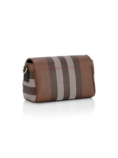 BURBERRY Check & Leather Crossbody Bag - Dark Birch Brown image 2