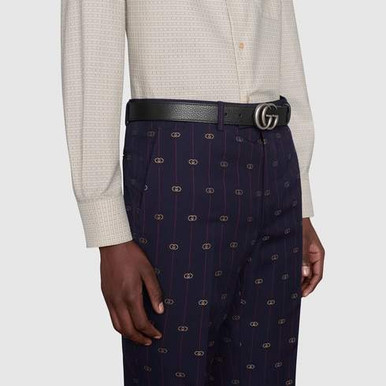 GUCCI Gg Marmont Reversible Thin Belt Black image 1