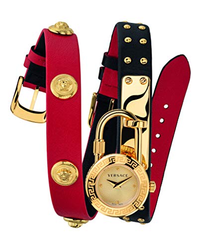 VERSACE Medusa Lock Icon Quartz Ladies Watch - Gold Red VEDW00119