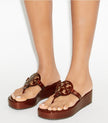 TORY BURCH Miller Patent Wedge Sandal - Russet Brown image 1