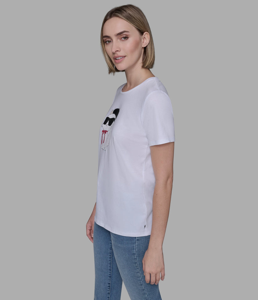 KARL LAGERFELD Choupette In Beret Tee - White (Arriving In Delhi) image 1