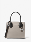 MICHAEL KORS Mercer Medium Pebbled Leather Crossbody Bag - Pearl Grey/black image 0
