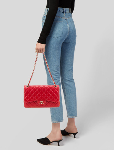 CHANEL Classic Jumbo Double Flap Bag - Red image 0