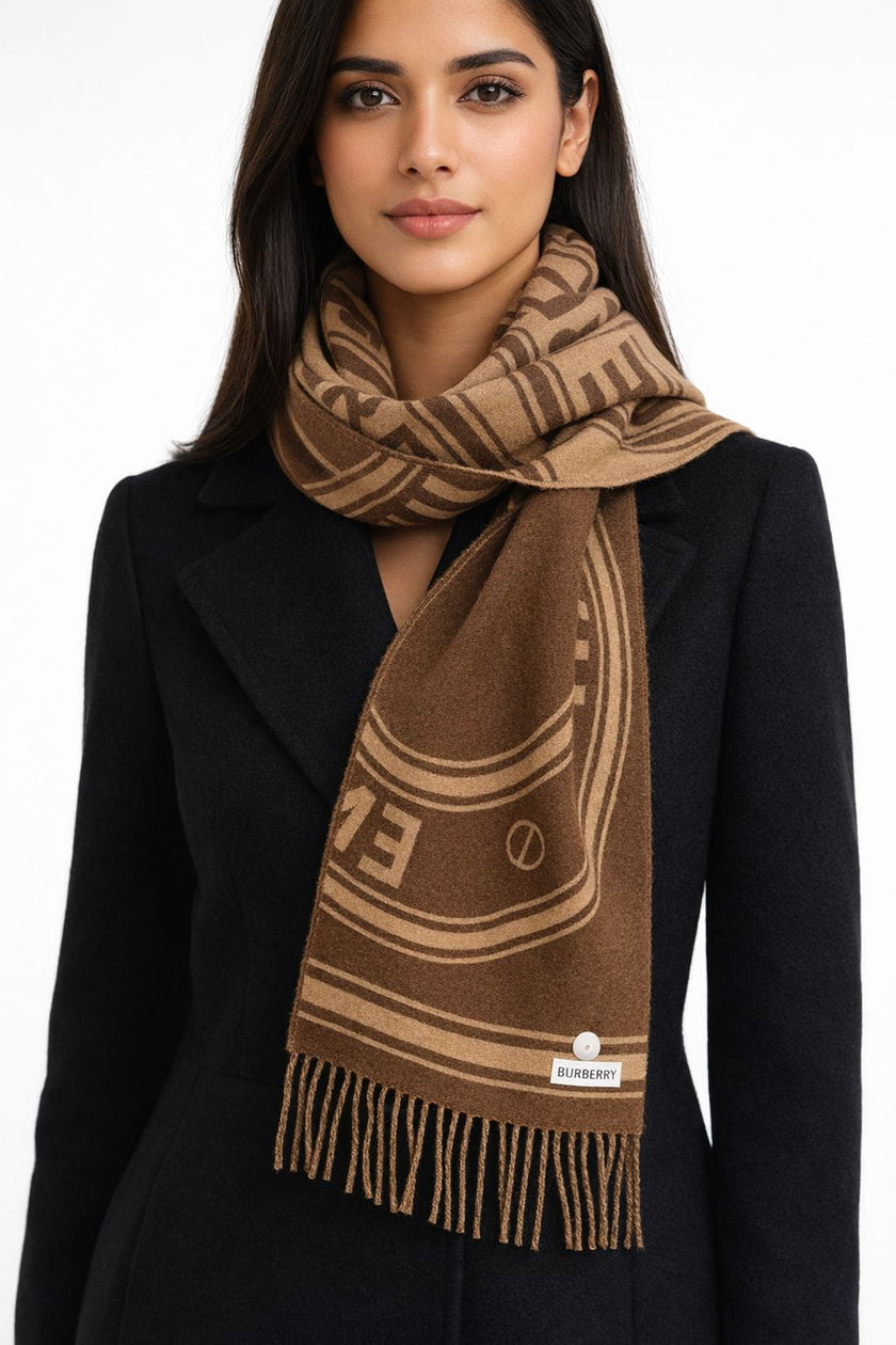 BURBERRY Wool Logo Scarf - Brown image 0