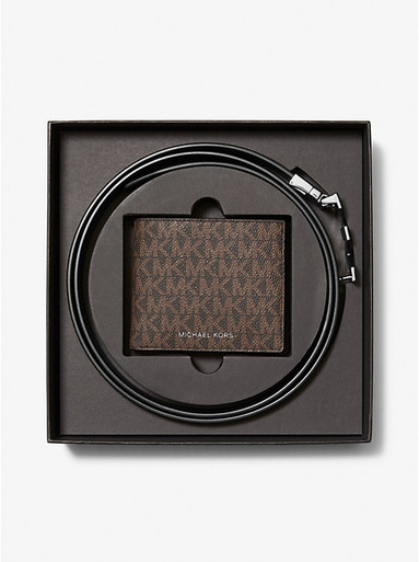 MICHAEL KORS  Signature Logo Wallet And Reversible Belt Gift Set - Brown/Black (Arriving In Delhi) image 3