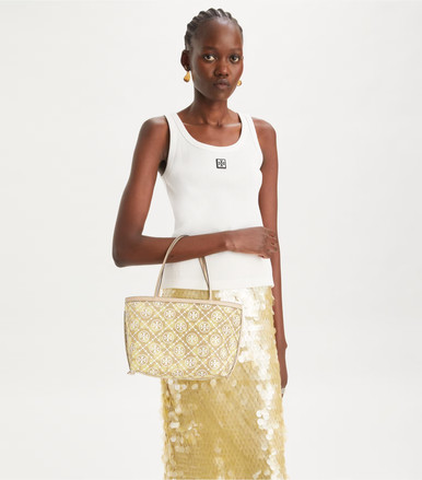 TORY BURCH T Monogram Mesh Dot Tote image 1