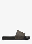 MICHAEL KORS Dawson Signature Logo Slide Sandal - Brown/Blk