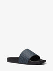 MICHAEL KORS Dawson Signature Logo Slide Sandal - Admrl/Plblue