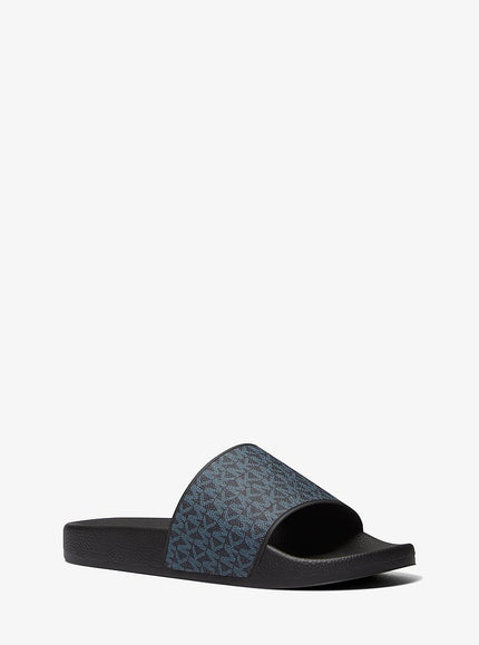 MICHAEL KORS Dawson Signature Logo Slide Sandal - Admrl/Plblue