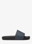 MICHAEL KORS Dawson Signature Logo Slide Sandal - Admrl/Plblue
