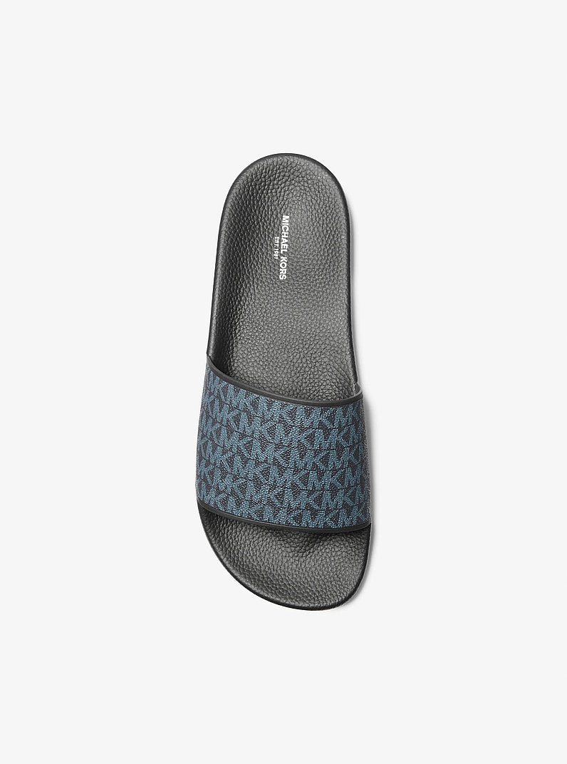 MICHAEL KORS Dawson Signature Logo Slide Sandal - Admrl/Plblue