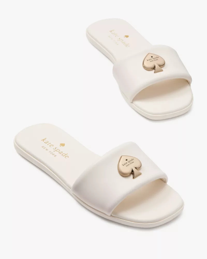 KATE SPADE Kendall Smooth Leather Slide Sandal - Cream image 0