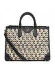 SALVATORE FERRAGAMO Black Contrasting Gancini Print Fabric & Leather Bag image 1
